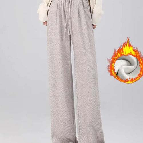 Load image into Gallery viewer, Winter Women Solid Velvet High Waist Drawstring Pant Korean Fashion Versatile Wide Leg Trousers Casual Thick New 2024 Trend Chic
