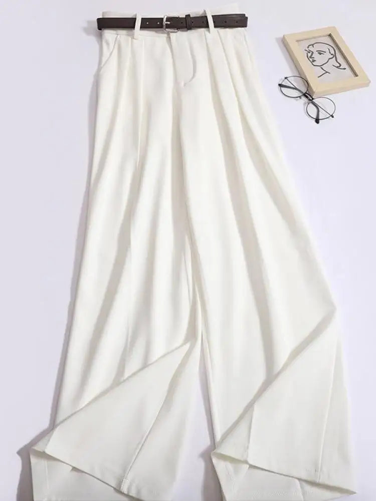 Spring Summer Solid Casual Versatile Long Pants Women's High Waist Wide Leg Loose Pleated Trousers Simplicity Streetwear popular