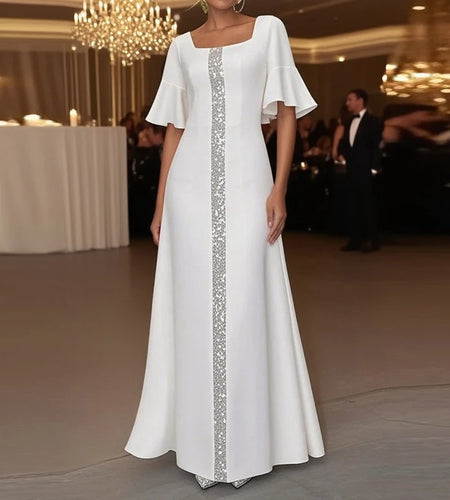 Original Creation Women Elegant Shiny Long Dress Flared Sleeves 2025 Summer Party  Birthday Prom Maxi Dresses for Woman