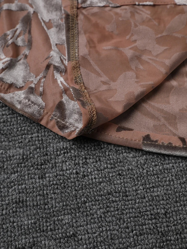 Women Pattern Printed Flocking Big Size Elegant Blouse New Lapel Long Sleeve Shirt Fashion Tide Spring Autumn 2025 CPG2802