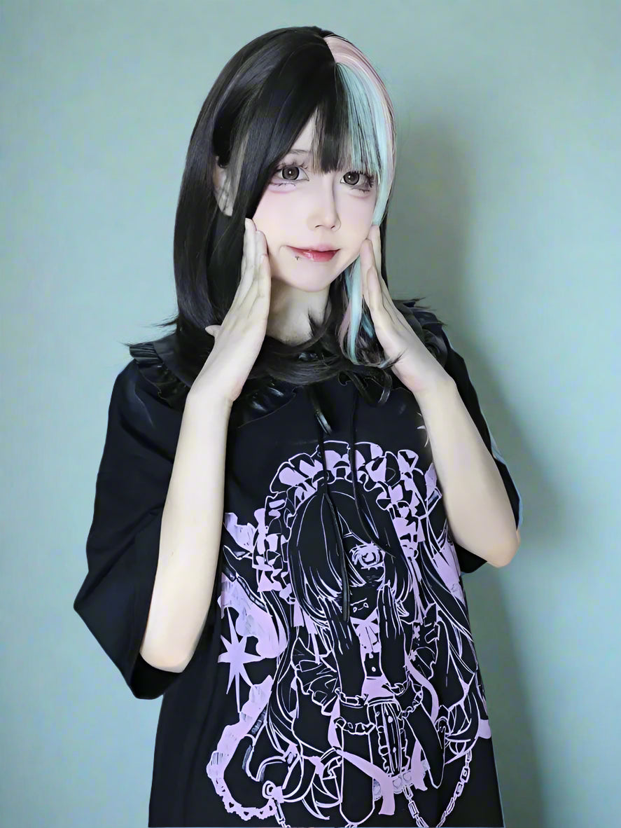 Japanese Woman T Shirt Y2k Tops 2024 Ropa Mujer Harajuku Oversized Tshirts Cotton Tees Casual Chic Anime Print Summer T-shirts