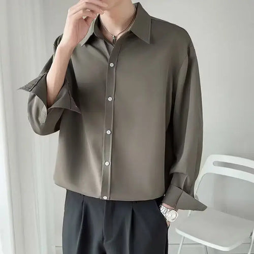 Load image into Gallery viewer, Mens&#39;s Shirt Long Sleeved Shirts Simple Trendy Solid Color Turn-down Collar New Fashionable Korean Tide Style 2025 9W1209
