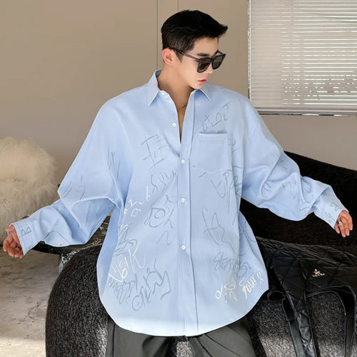 Load image into Gallery viewer, Graffiti Design Men&#39;s Shirt Korean Style Male Long Sleeve Turn-down Collar Casual Tops 2024 Autumn New Trendy Shirts 9C5105
