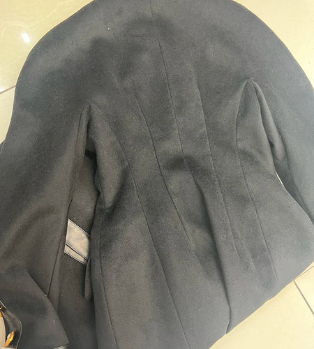 Solid Spliced Single Breasted Fashion Jackets for Women Round Neck Long Sleeves Temperament Jacket Female Clothing