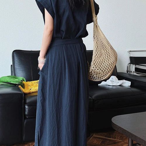 Load image into Gallery viewer, Women  Beige Ruffles Big Size Elelgant Long Dress New Stand Collar Short Sleeve Fashion Tide Spring Summer 2025 1DJ1406
