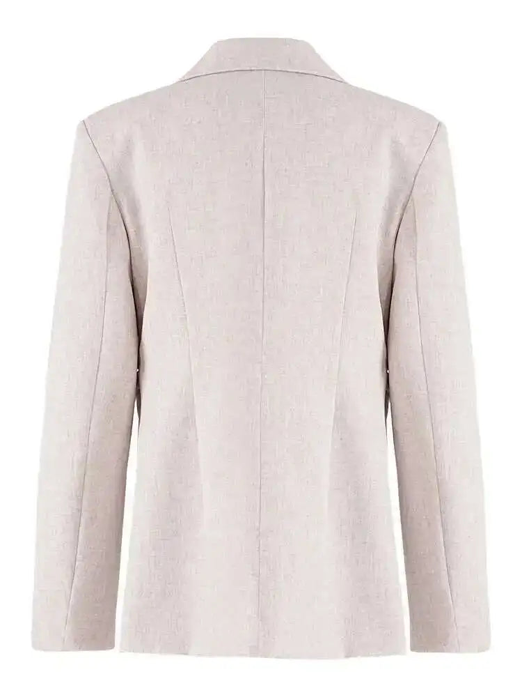 Women Apricot Hollow Out Color-block Elegant Blazer New Lapel Long Sleeve Jacket Fashion Tide Spring Autumn 2025 CPDB238