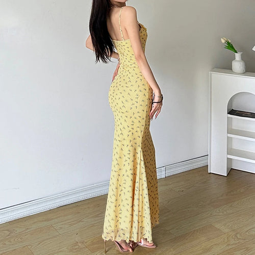 Load image into Gallery viewer, Spaghetti Strap Fashion Slim Summer Mesh Dress Women Holidays Sexy Ruffles Sexy Long Dress Double Layer Elegant Chic
