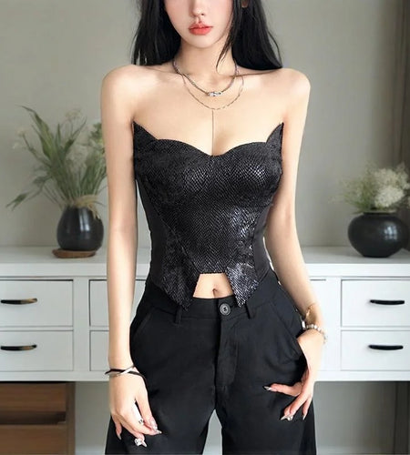 y2k Tube Tops Women Summer Clothes Solid Color Off Shoulder Strapless Sleeveless Bandeau Vest Sexy Clothing Streetwear