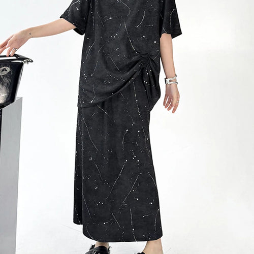 Load image into Gallery viewer, Printed Pleated T-shirt Skirt Two Pieces Suit New Round Neck Short Sleeve Women Fashion Tide Spring Summer 2025 1DJ1161
