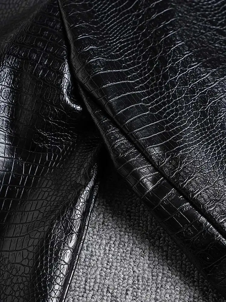 PU Leather Black Brief Big Size Elegant Jacket New O-neck Long Sleeve Women Coat Fashion Tide Spring Autumn 2025 CPG2506