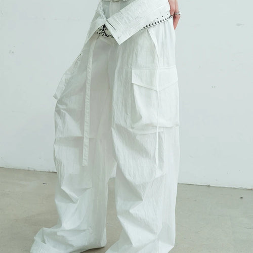 Load image into Gallery viewer, High Waist Black Double Layer Pocket Pleated Long Wide Leg Pants New Trousers Women Fashion Spring Autumn 2025 1DJ0691
