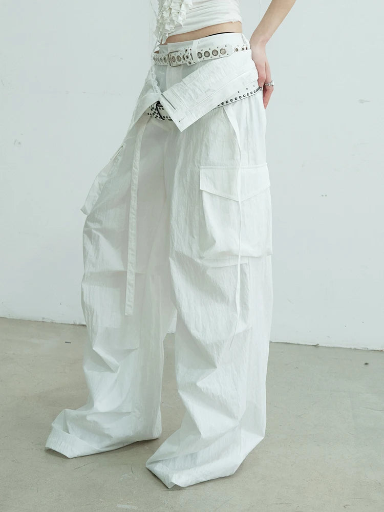 High Waist Black Double Layer Pocket Pleated Long Wide Leg Pants New Trousers Women Fashion Spring Autumn 2025 1DJ0691