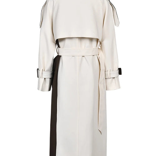 Load image into Gallery viewer, Women Brown Color-block Big Size Long Trench New Lapel Long Sleeve Windbreaker Fashion Tide Spring Autumn 2025 2C7400
