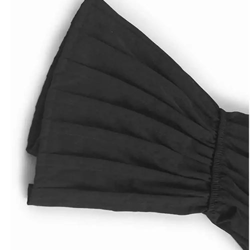 Load image into Gallery viewer, Women Black Color-block Irreuglar Pleat Big Size Shirt Dress New Lapel Long Sleeve Fashion Tide Spring Autumn 2025 1DH9804
