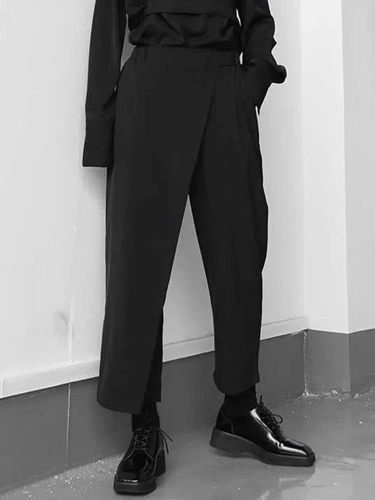 High Elastic Waist Black Irregular Spliced Button Harem Pants New Trousers Women Fashion Tide Spring Autumn 2025 1S430