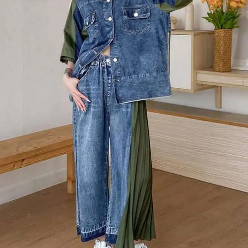 Load image into Gallery viewer, Army Green Color-block Big Size Casual Jacket New Lapel Three-quarter Sleeve Women Coat Fashion Spring Autumn 2025 1DH5212
