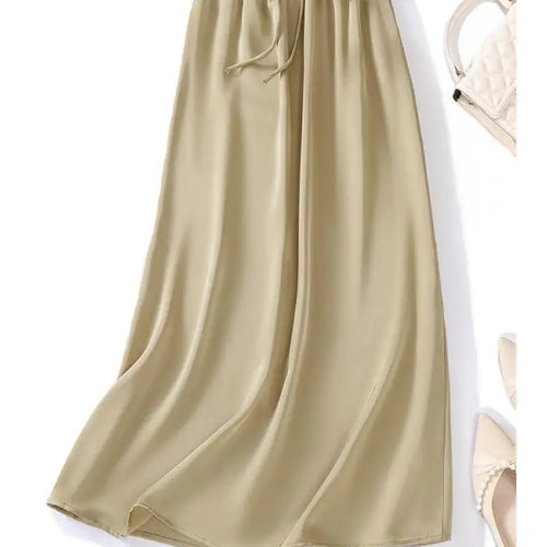 Load image into Gallery viewer, French Retro Solid Elegant Women Bandage Long Skirts Korean Fashion Pleated A-line Skirt Spring Autumn Office Wrapped Hip Skirt
