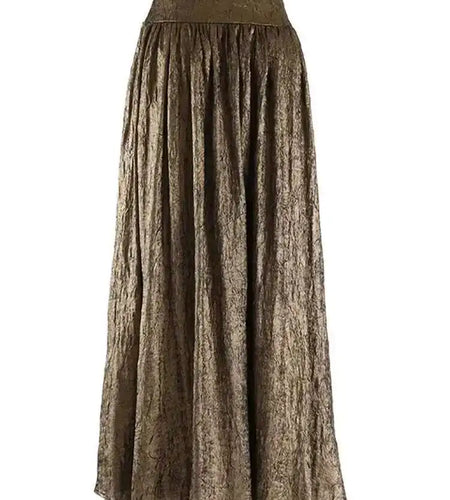 Women Dark Gold Color Pleated Elegant Long A-line Half-body Skirt High Wais Fashion Tide New Spring Autumn 2025 1DF9488