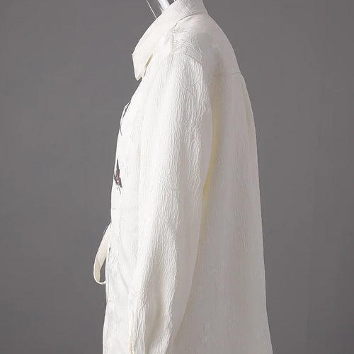 Load image into Gallery viewer, Women Beige Button Jacquard Bandage Big Size Blouse New Lapel Long Sleeve Shirt Fashion Tide Spring Autumn 2025 CPG3221
