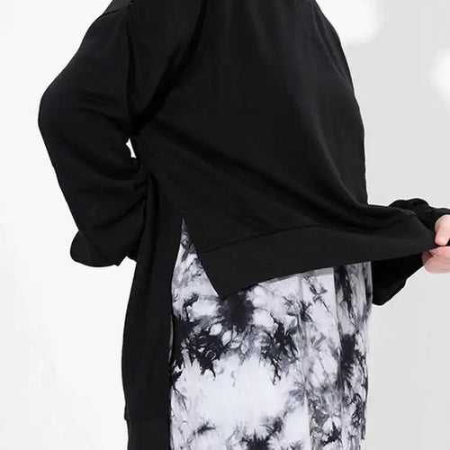 Load image into Gallery viewer, Loose Fit Black Backless Bandage Sweatshirt New Round Neck Long Sleeve Women Big Size Fashion Spring Autumn 2025 JO28401
