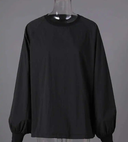 Women Black White Brief Big Size Casual Blouse New Round Neck Long Sleeve Shirt Fashion Tide Spring Autumn 2025 CPG2824