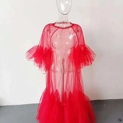 Load image into Gallery viewer, Women Black Ruffles Long Big Size Dress New Round Neck Three-quarter Sleeve Loose Fit Fashion Spring Summer 2025 JR77101
