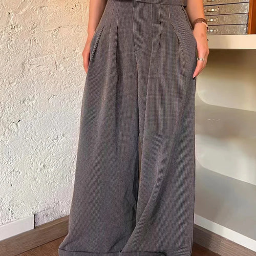 Load image into Gallery viewer, Solid Spliced Folds Pants For Women High Waist Patchwork Pockets Minimalist Casual Wide Leg Pant Female Fashion
