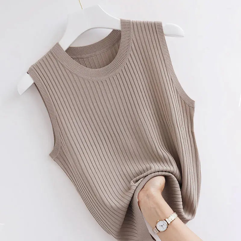 Camisole Summer Cropped Knit Slim Sleeveless Tops Female Fashion 2024 Chic Lady Crop Top Solid Tank Tops Femme