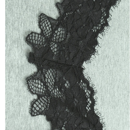 Load image into Gallery viewer, Women Gray Lace Color-block Big Size Midi Dress New Round Neck Short Sleeve Fashion Tide Spring Summer 2025 1DJ0921
