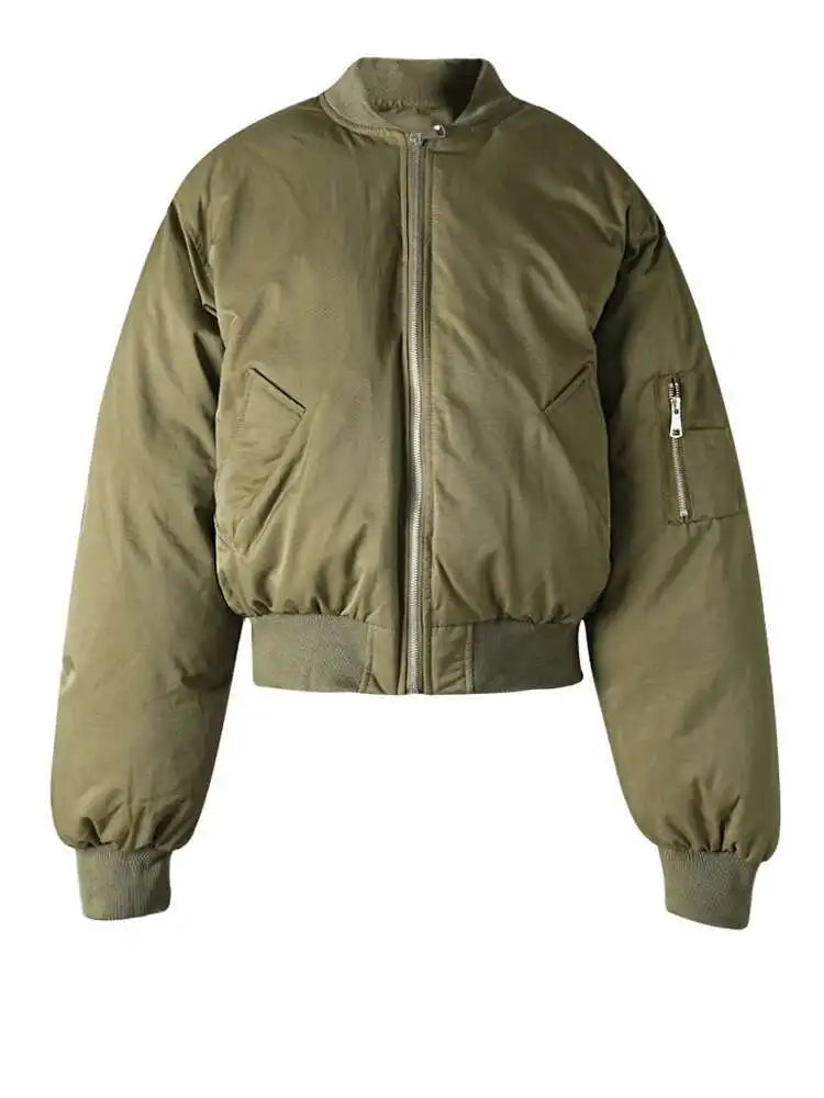 Army Green Thick Warm Big Size Cotton-padded Coat Long Sleeve Women Parkas Fashion Tide New Autumn Winter 2025 CPG2505