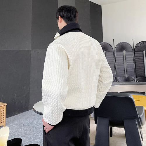 Load image into Gallery viewer, Winter Personalized Short Men&#39;s Padded Jacket Turn-down Collar Zipper Contrast Color Male Coats Niche New Fashion 9C8957
