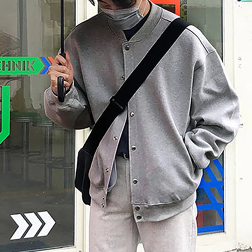 Load image into Gallery viewer, American Style Men's Jackets Round Collar Solid Color Casual Menswar Single Breasted Loose New Trendy Male Coats 9W1232
