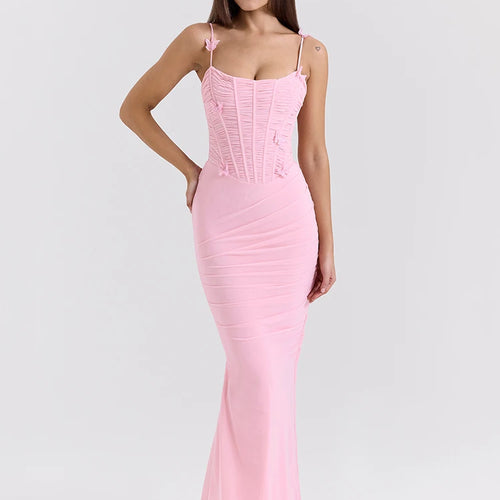 Load image into Gallery viewer, Bow Spaghetti Strap Sexy Maxi Dress For Women Gown Elegant Off-shoulder Sleeveless Backless Evening Club Party Dress

