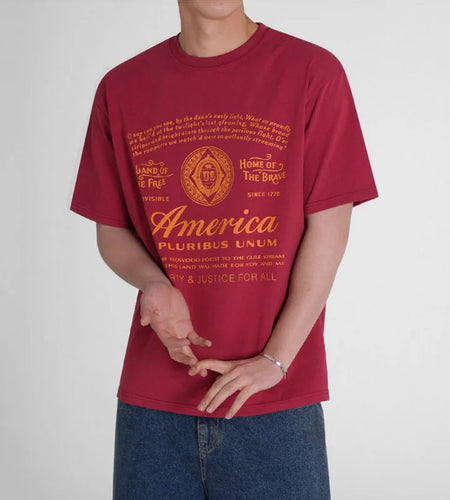 Letter Printed Men's Short Sleeve T-shirts New Summer Round Neck Design Loose Handsome Trendy T-shirt Male Top 9W1630