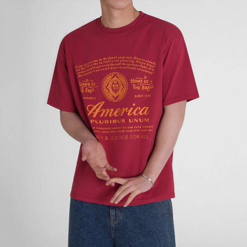 Load image into Gallery viewer, Letter Printed Men's Short Sleeve T-shirts New Summer Round Neck Design Loose Handsome Trendy T-shirt Male Top 9W1630
