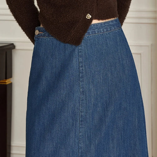 Load image into Gallery viewer, Vintage Solid Casual Slimming Denim Slirts For Women High Waist Minimalist Temperament Skirt Female Fashion
