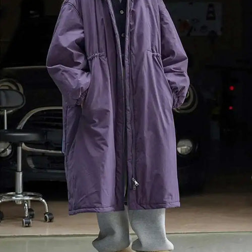 Load image into Gallery viewer, Purple Big Size Long Cotton-padded Coat Long Sleeve Loose Fit Women Parkas Fashion Tide New Autumn Winter 2025 1DH2804
