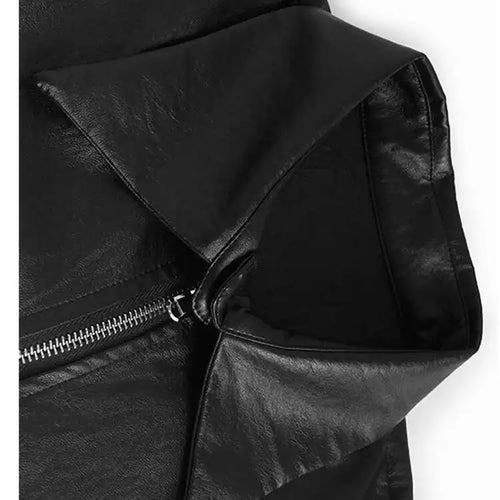 Load image into Gallery viewer, Women Black Pu Leather Pleated Big Size Mini Shirt Dress New Lapel Long Sleeve Fashion Tide Spring Autumn 2025 1DH7337
