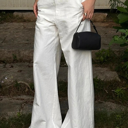 Load image into Gallery viewer, White Fashion Two Piece Sets for Women Halter Sleeveless Backless Spliced Button Sexy Vest Wide Leg Pant Set Female
