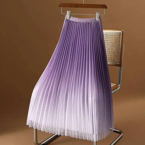 Load image into Gallery viewer, 2023 Summer Tulle Mesh Gradient Skirt High-end High Waist Long Skirt Elegant Evening Party Sexy A-line Pleated Skirts Women Boho
