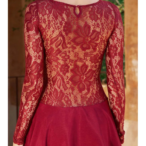 Load image into Gallery viewer, Sexy Lace Patchwork Long Sleeved Tight Skirt Women Temperament Round Neck Print Slim Mini Dress Female Spring New 2025
