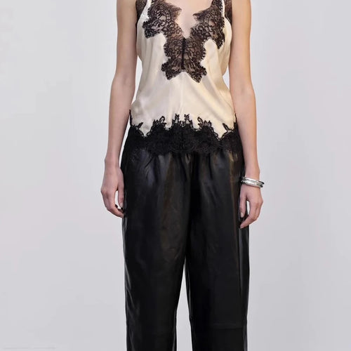 Load image into Gallery viewer, Hit Color Spliced Lace Slimming Vests For Women V Neck Sleeveless Tunic Irregular Chic Vests Female Fashion Clothes
