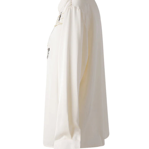 Load image into Gallery viewer, Women Apricot Embroidery Vintage Big Size Blouse New Stand Collar Long Sleeve Shirt Fashion Spring Autumn 2025 CPG3216
