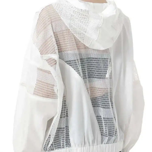 Load image into Gallery viewer, White Mesh Perspective Big Size Thin Jacket New Hooded Long Sleeve Women Coat Fashion Tide Spring Autumn 2025 1DH6562
