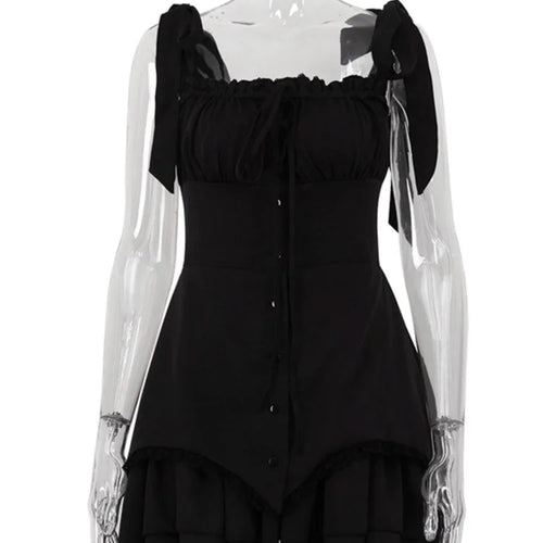 Load image into Gallery viewer, Sleeveless Ruffled Sexy Mini Dress For Women Robe Spaghetti Strap Backless Lace-up Bodycon Dress Elegant Clubwear
