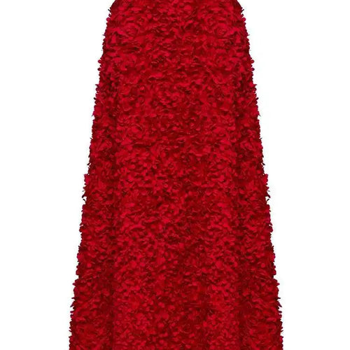 Load image into Gallery viewer, High Elastic Waist Red  Three-dimensional Flower A-line Half-body Skirt Women Fashion Tide New Spring Autumn 20251DH8549
