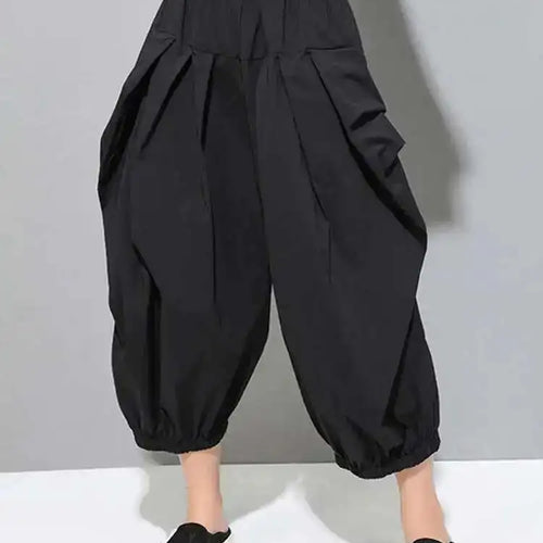 Load image into Gallery viewer, High Elastic Waist Black Pleated Casual Pants New Loose Fit Trousers Women Fashion Tide Spring Autumn 2025 1DF4770
