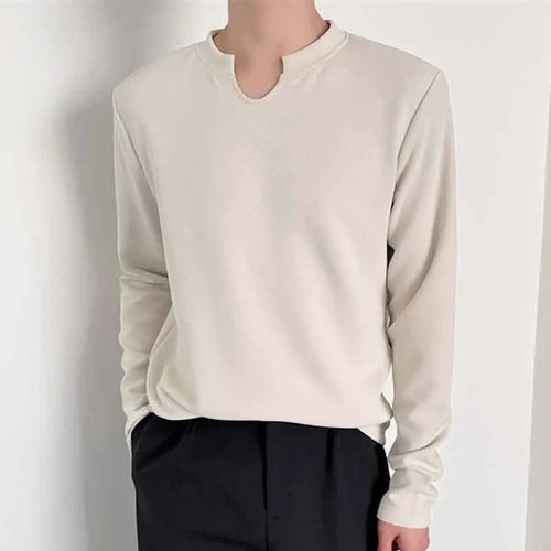 Load image into Gallery viewer, Men T-shirt Niche Design Irregular Round Collar Solid Color Male Long Sleeve Tops Casual Men&#39;s Clothing Autumn 9C4635
