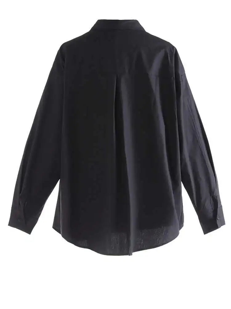 Women White Three-Dimensional Butterfly Bow Big Size Blouse New Lapel Long Sleeve Shirt Fashion Spring Autumn 2025 1DJ0005