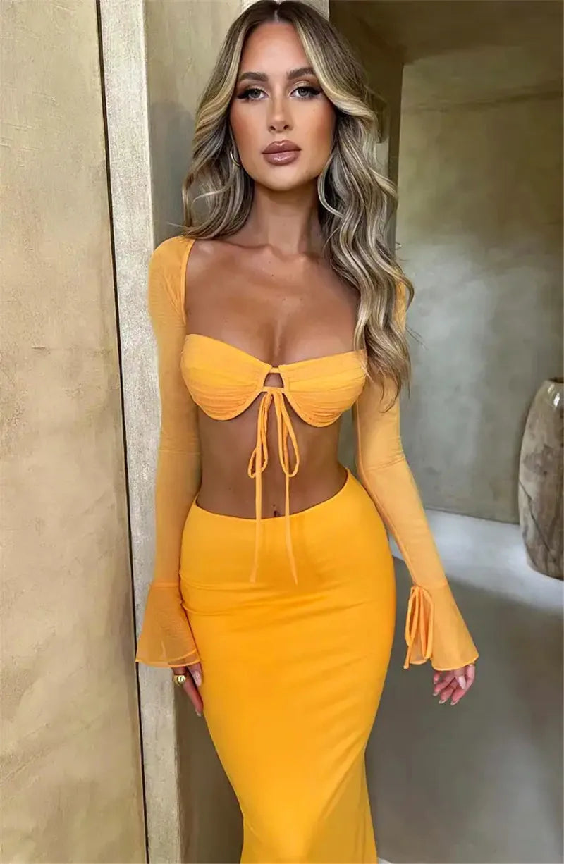 Thickened Fabric Sexy Maxi Skirt Women 2023 Autumn Winter New Solid High Waist Skinny Club Party Long Skirt Elegant